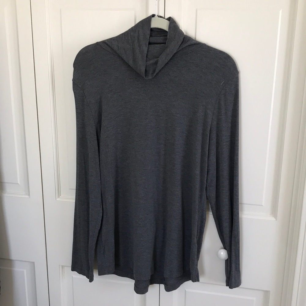 Gray tunic length turtleneck